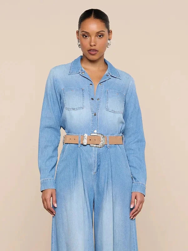 Isla Denim Shirt Havana Tops - Button Down L'Agence 