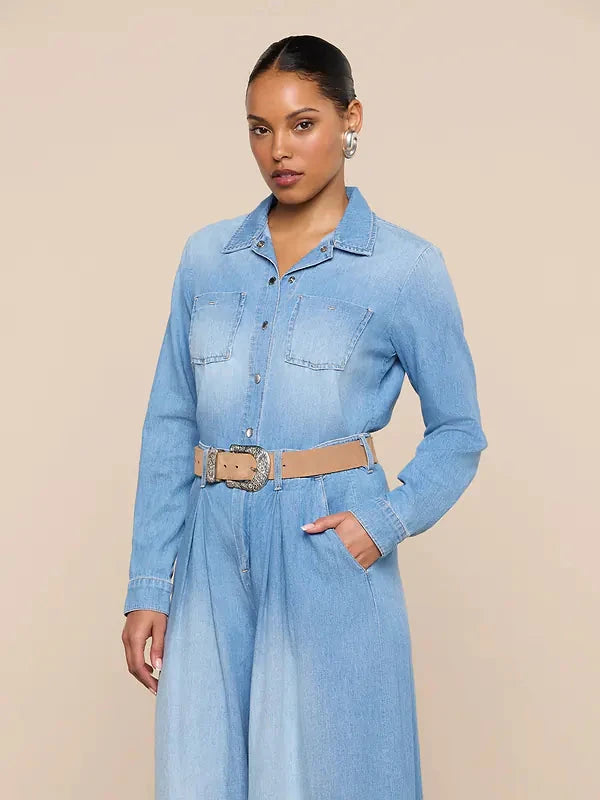 Isla Denim Shirt Havana Tops - Button Down L'Agence 
