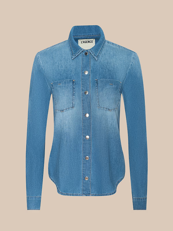 Isla Denim Shirt Havana Tops - Button Down L'Agence 