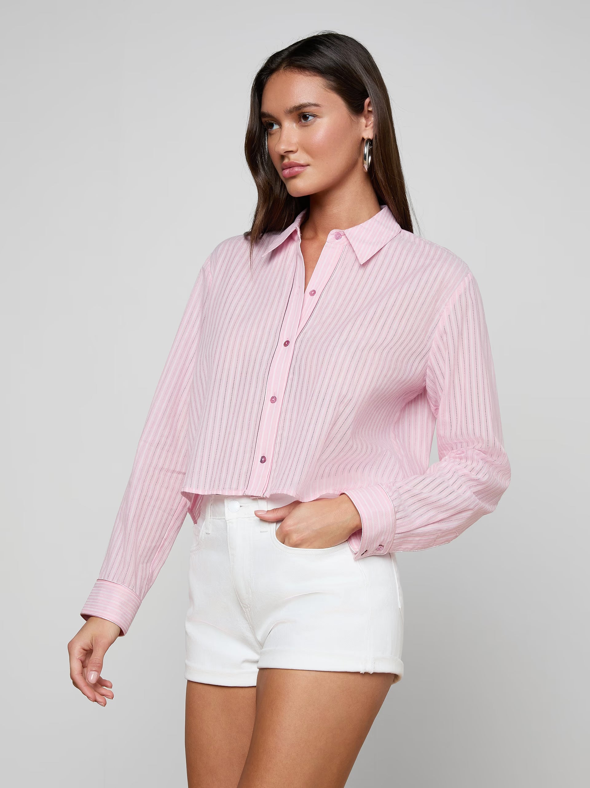 Cosette Shirt Ivory/Pink Stripe Tops - Button Down L'Agence 
