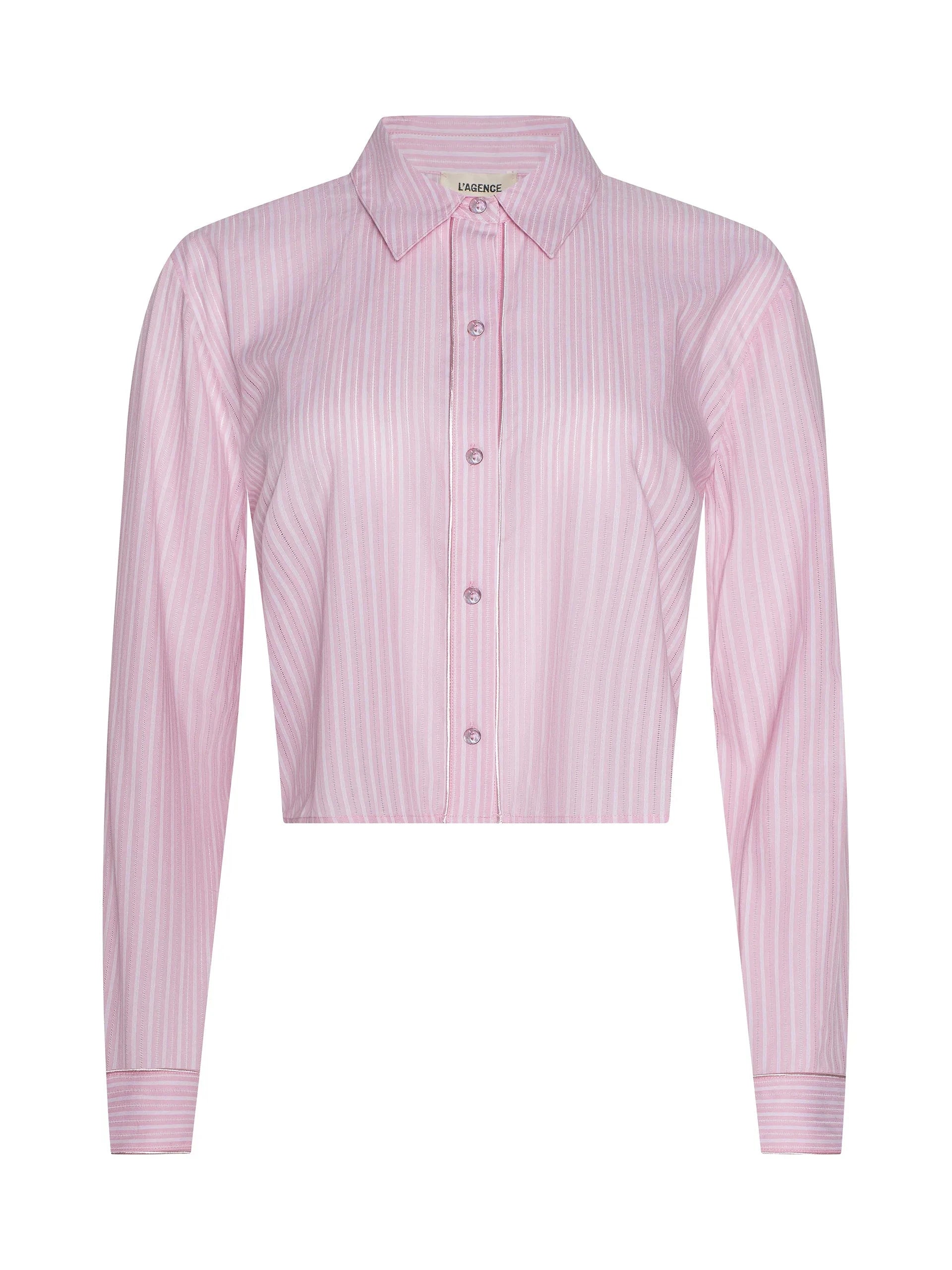 Cosette Shirt Ivory/Pink Stripe Tops - Button Down L'Agence 