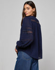 Kiera Trim Blouse Midnight Tops - Button Down L'Agence 