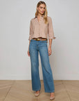 Fawn Scarf 3/4 Sleeve Western Cards Tops - Button Down L'Agence 