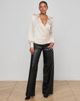 Bernice Satin Wrap Blouse Champagne Tops - Blouses L'Agence 