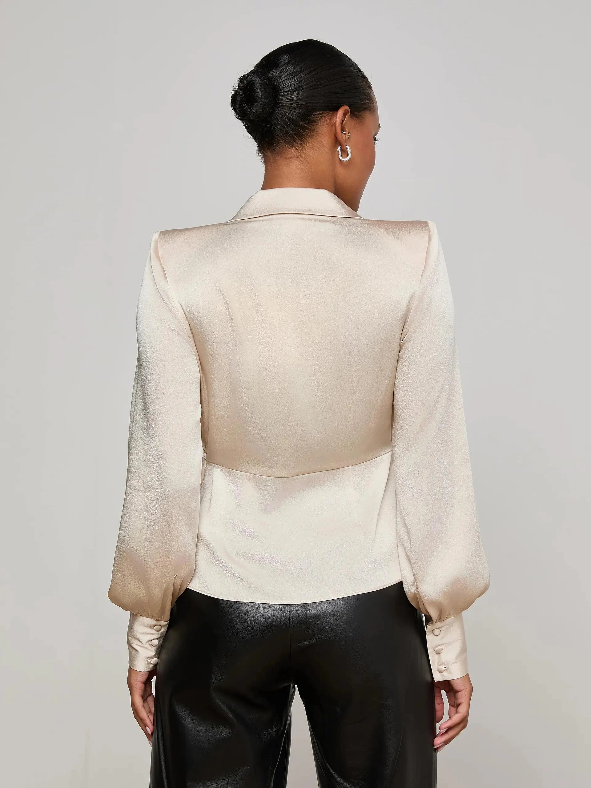 Bernice Satin Wrap Blouse Champagne Tops - Blouses L'Agence 