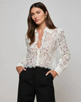 Anita Lace Button Up Ivory Tops - Button Down L'Agence 
