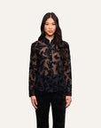 Laurent Velvet Blouse Black Butterfly Tops - Blouses L'Agence 