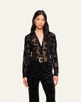 Laurent Velvet Blouse Black Butterfly Tops - Blouses L'Agence 