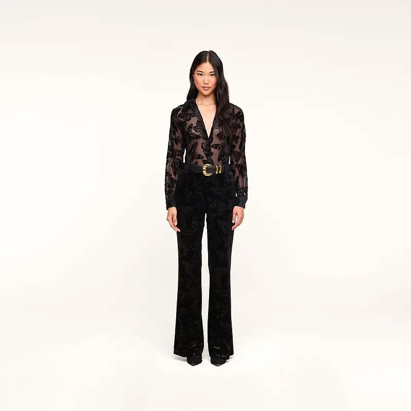Laurent Velvet Blouse Black Butterfly Tops - Blouses L'Agence 