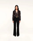 Laurent Velvet Blouse Black Butterfly Tops - Blouses L'Agence 