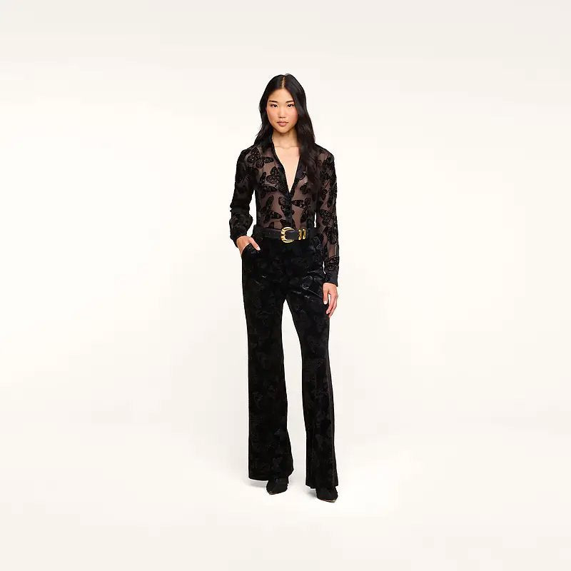 Laurent Velvet Blouse Black Butterfly Tops - Blouses L'Agence 