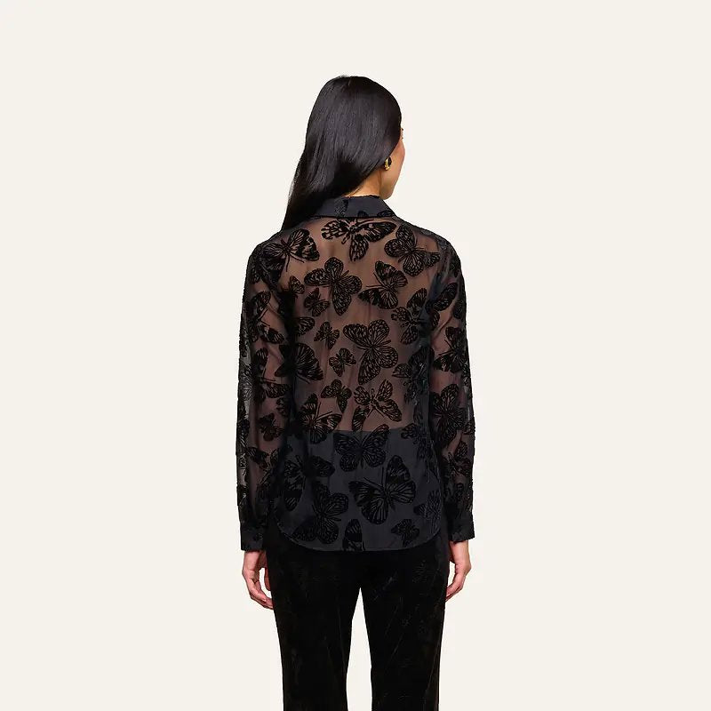 Laurent Velvet Blouse Black Butterfly Tops - Blouses L'Agence 