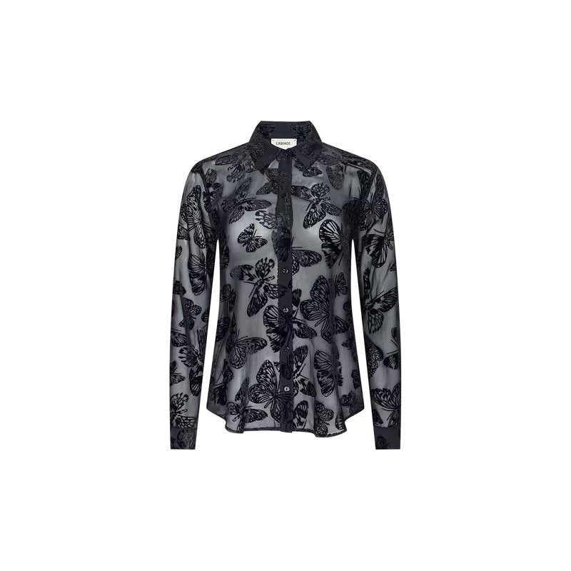 Laurent Velvet Blouse Black Butterfly Tops - Blouses L'Agence 
