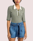 Soza Polo Top Navy Cactus polo Veronica Beard 