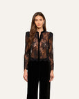 Dorothea Velvet Lace Blouse Black Tops - Blouses L'Agence 