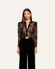 Dorothea Velvet Lace Blouse Black Tops - Blouses L'Agence 