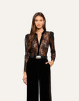 Dorothea Velvet Lace Blouse Black Tops - Blouses L'Agence 