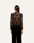 Dorothea Velvet Lace Blouse Black Tops - Blouses L'Agence 