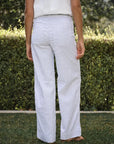 Limerick Wide Leg Carpenter Pant Navy White Stripe Pants - Trousers Frank & Eileen 