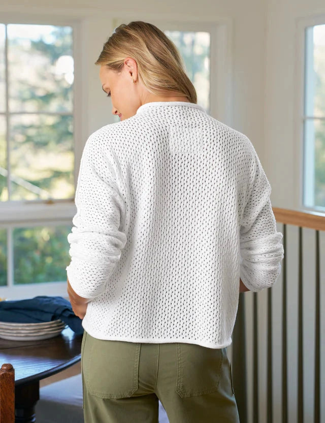 Monterey Pointelle Sweater White Sweater - Crewneck Frank & Eileen 