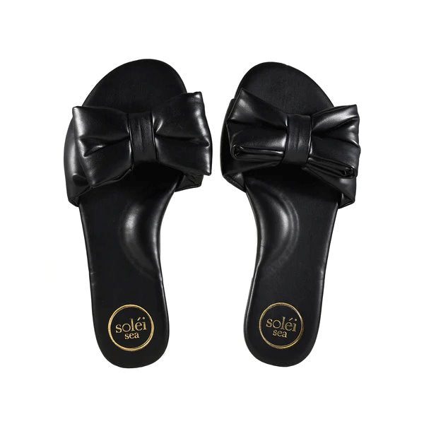 Rafie Bow Sandal Black Shoes - Sandals - Flat Sandals Solei Sea 