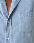 Barry Tailored Button Up Italian Flannel Blue Herringbone