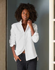 Eileen Sweatshirt Button Up Triple Fleece White Tops - Button Down Frank & Eileen 