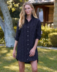 Mary Classic Shirtdress Textured Flowers Black Skirts - Midi Frank & Eileen 