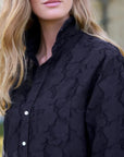 Mary Classic Shirtdress Textured Flowers Black Skirts - Midi Frank & Eileen 