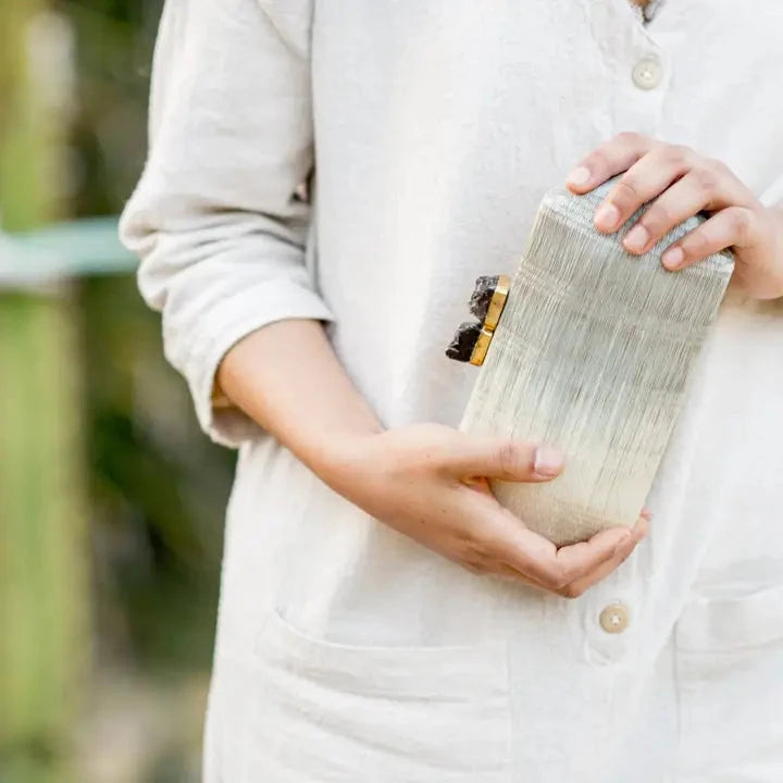 Woven Clutch Light Gray