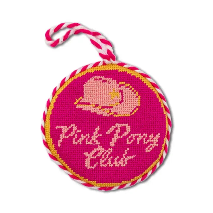 Pink Pony Club Needlepoint Ornament Home Decor - Decorative Accents Furbish 