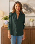 Eileen Relaxed Button-Up Shirt Green Cashmere Touch Tops - Button Down Frank & Eileen 