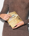 Greta Wallet Croc Effect Gold Wallets MZ Wallace 