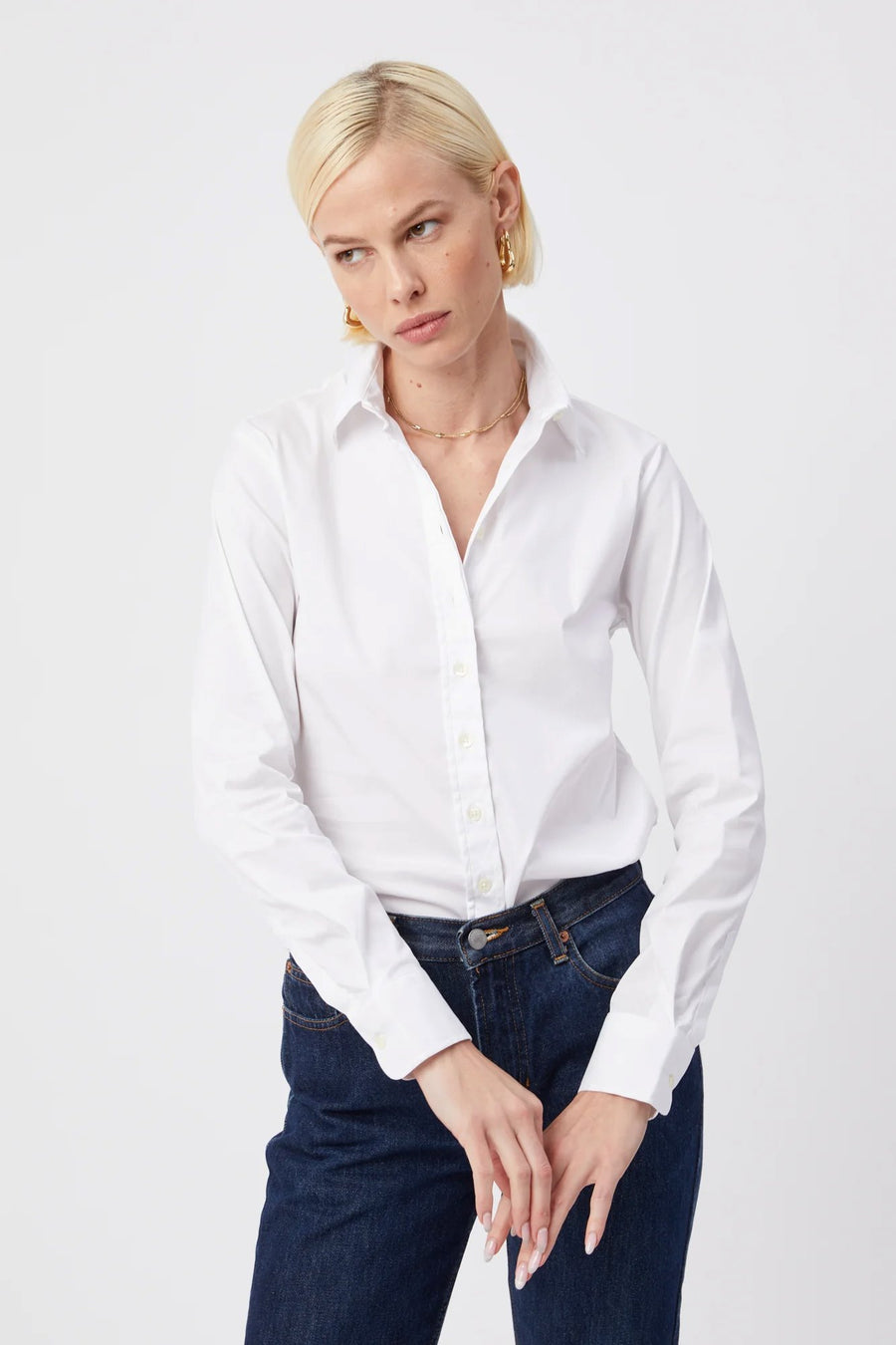 The Essentials Shirt White Top - Button Down Theshirt 
