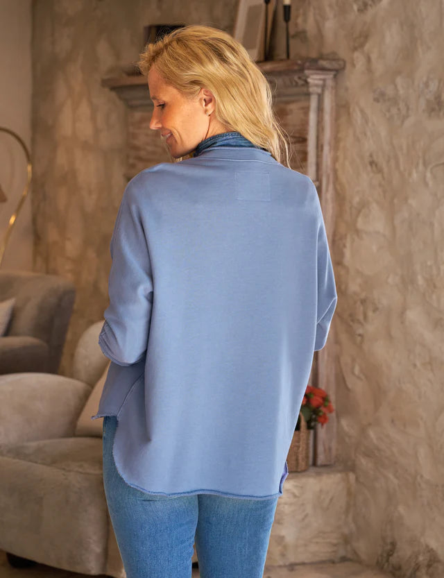 Anna Long Sleeve Capelet Blueberry Tops - Sweatshirts Frank & Eileen 