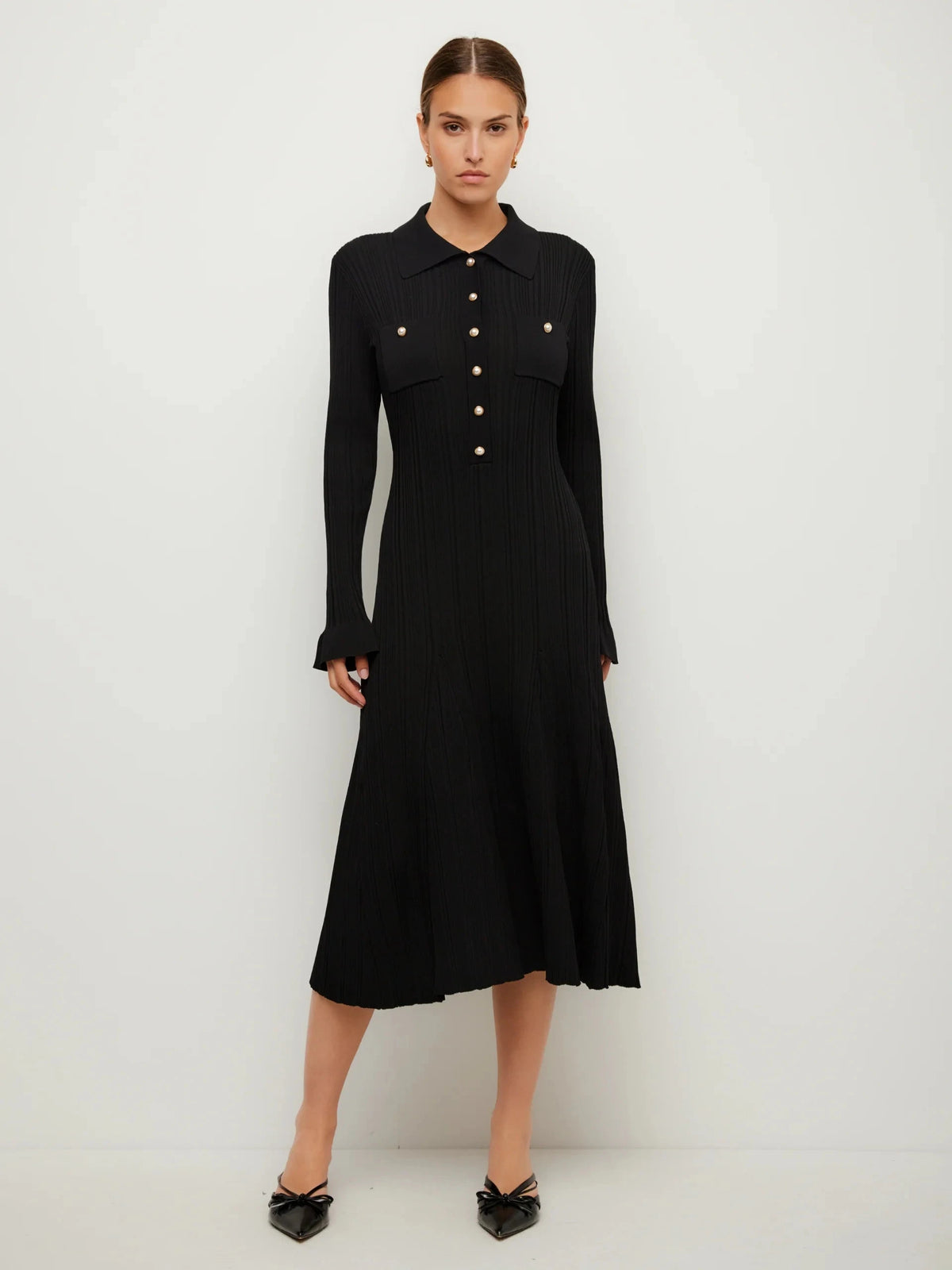 Ellie Ribbed Sweater Dress Black Dresses - Midi Fifteen Twenty 