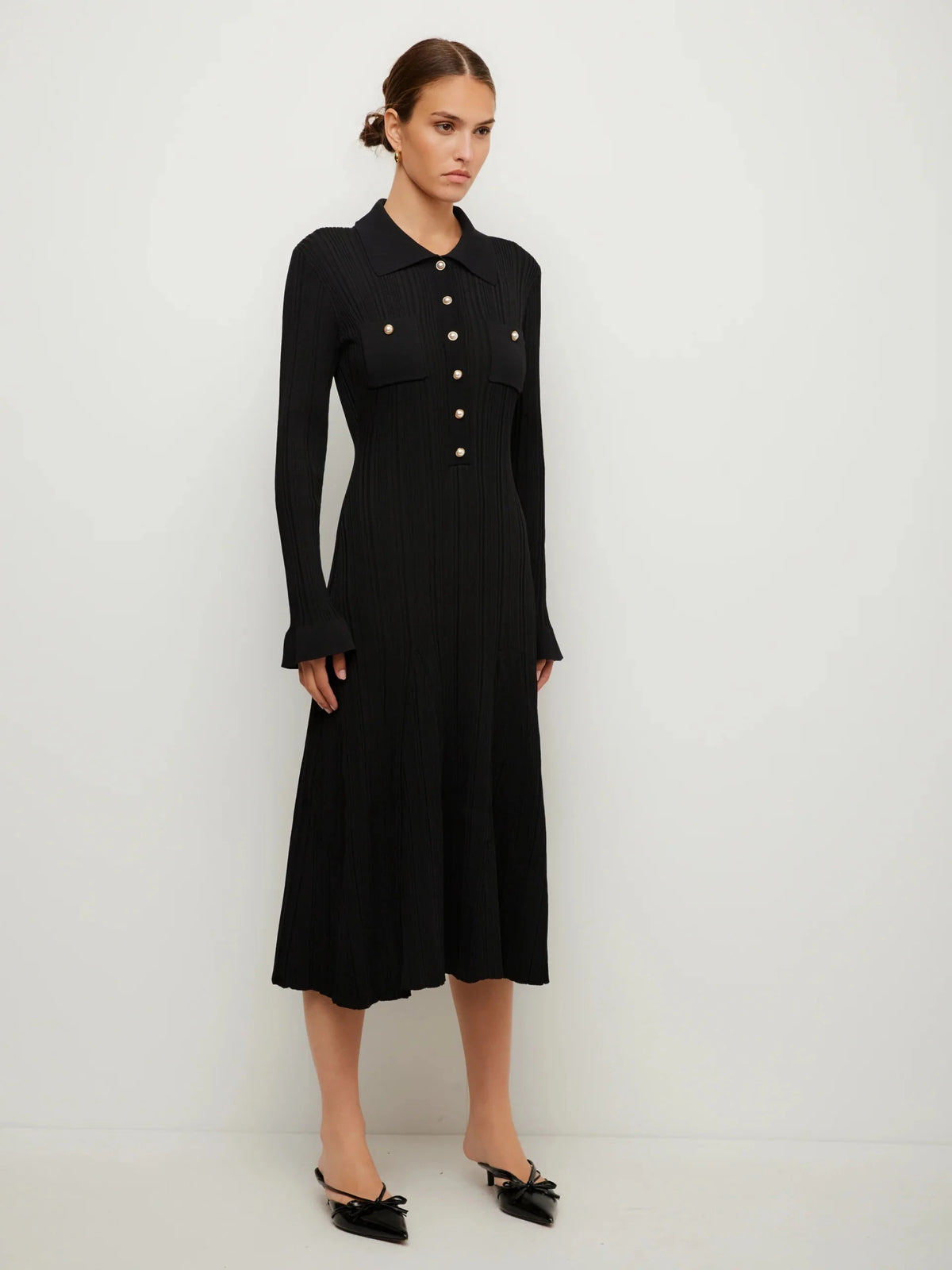 Ellie Ribbed Sweater Dress Black Dresses - Midi Fifteen Twenty 