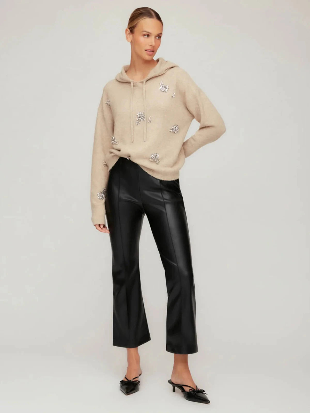Sigourney Leather Pintuck Pants Black Pants - Trousers Fifteen Twenty 