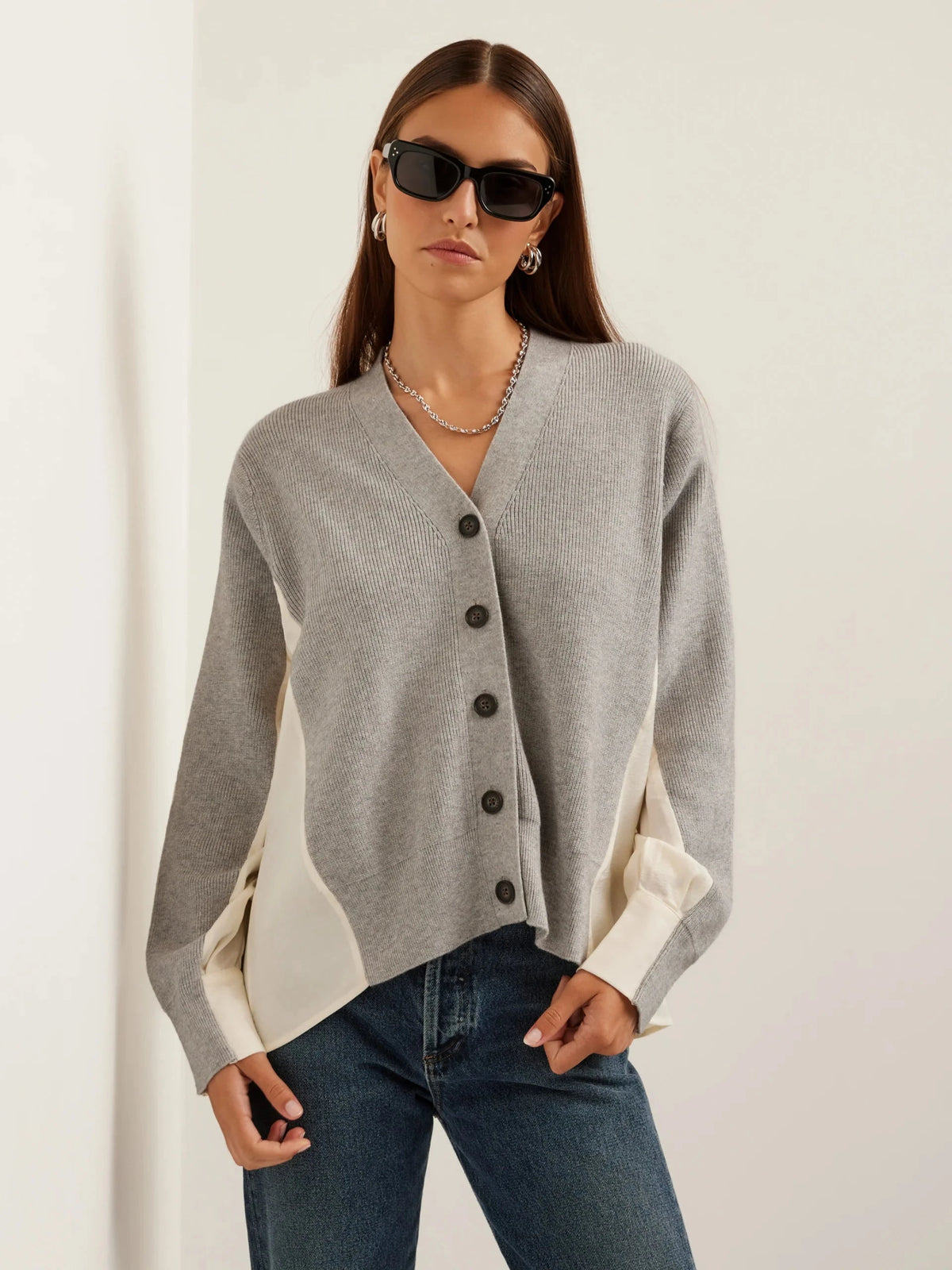 Celine Mixed Media Cardigan Sweater - Cardigans Fifteen Twenty 