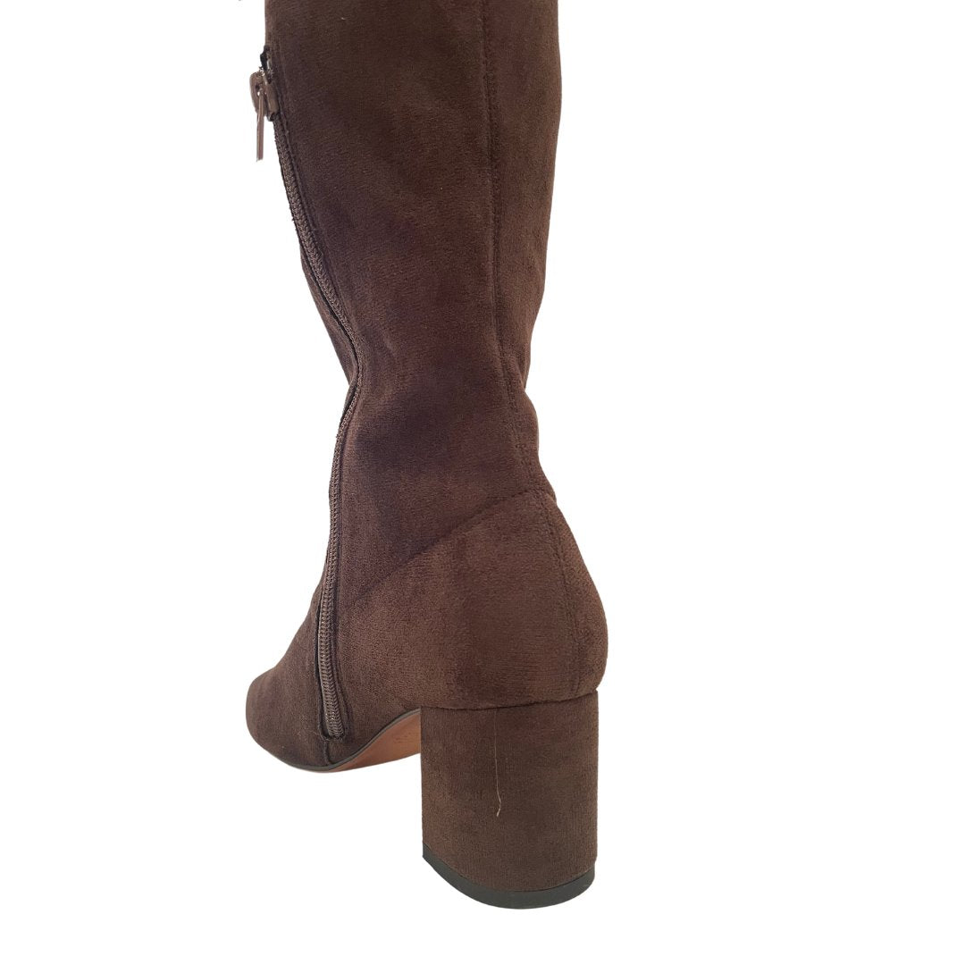 Comess Chocolate Stretch Micro Knee High Boots Silent D 