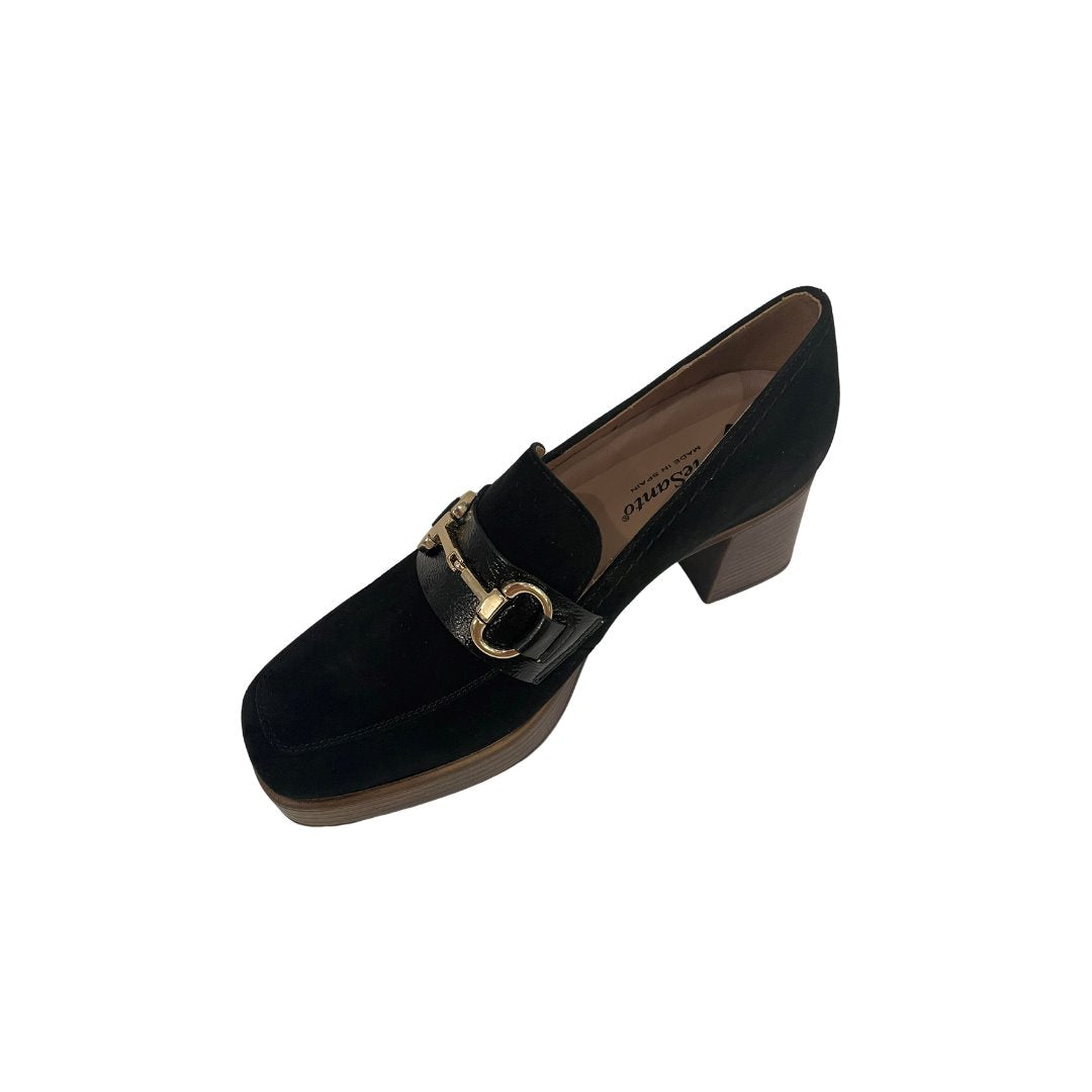 Buckle Suede Black Flats - Loafer Piesanto 