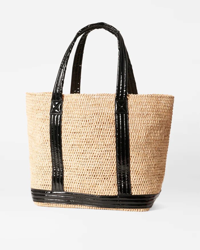 Raffia Tote Large Raffia/ Black Lacquer Handbags - Tote & Satchel MZ Wallace 