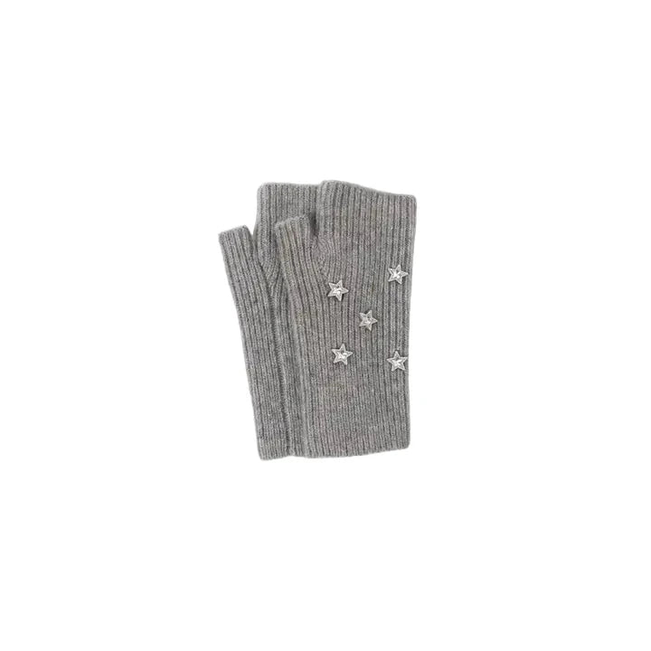 Star Embellished Angora Mittens Grey Mittens Pissenlit 