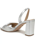 Tullia Slingback Sandal Metallic Leather Silver Sandals - Heeled Sandals Veronica Beard - Shoes 