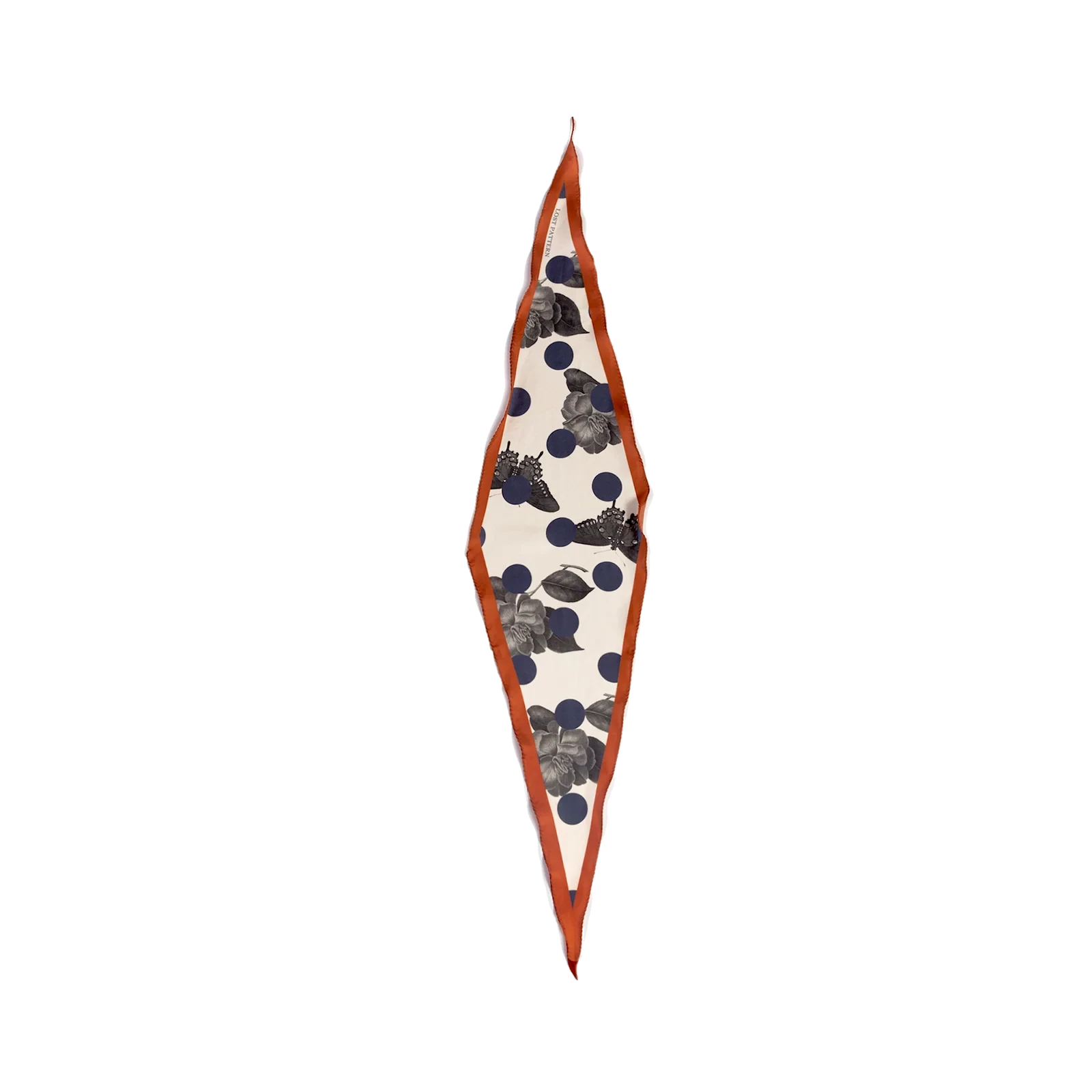 Noir Floral Silk Diamond Neckerchief Caramel Scarves Lost Pattern NYC 