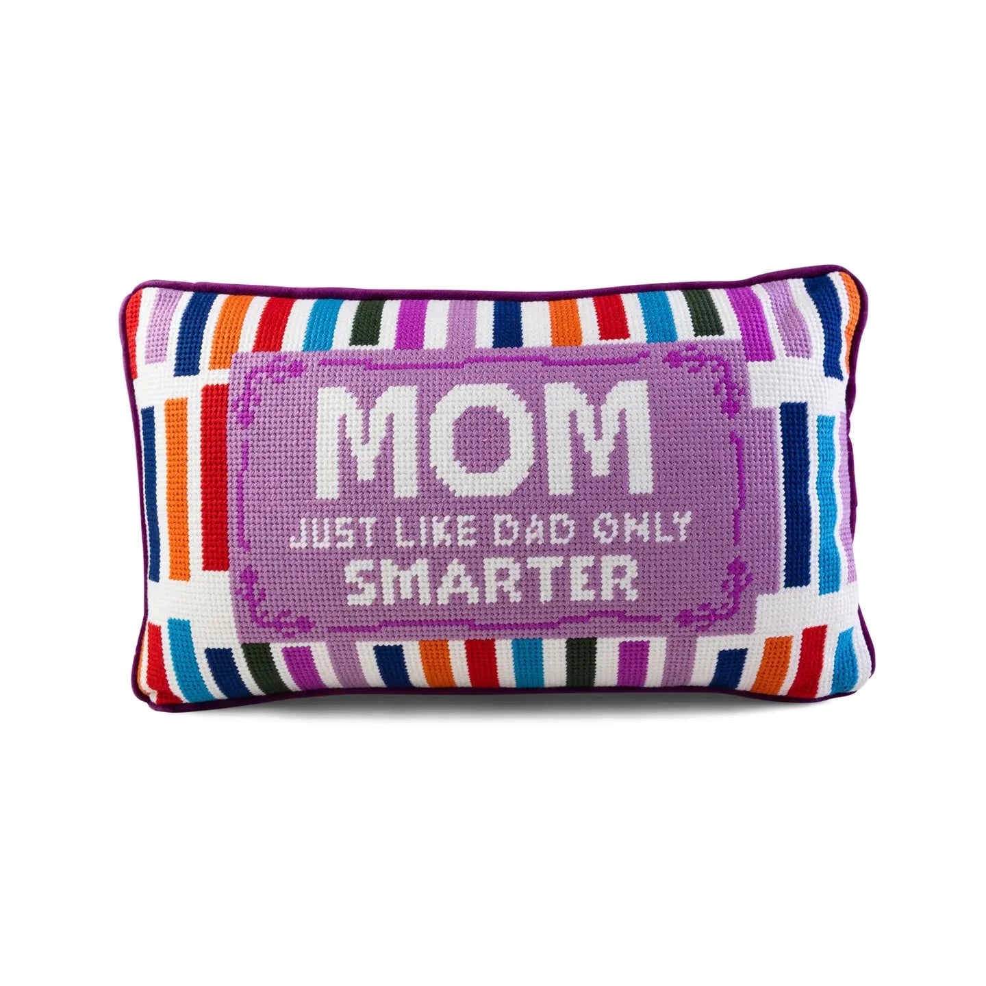 Mom Rules Needlepoint Pillow Home Decor - Pillows Furbish 