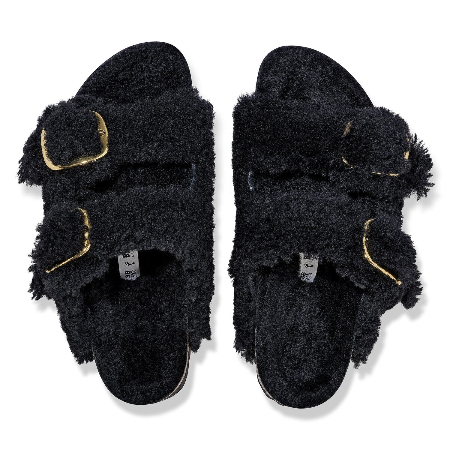 Arizona Big Buckle Shearling Black Gold Shoes - Sandals - Flat Sandals Birkenstock 