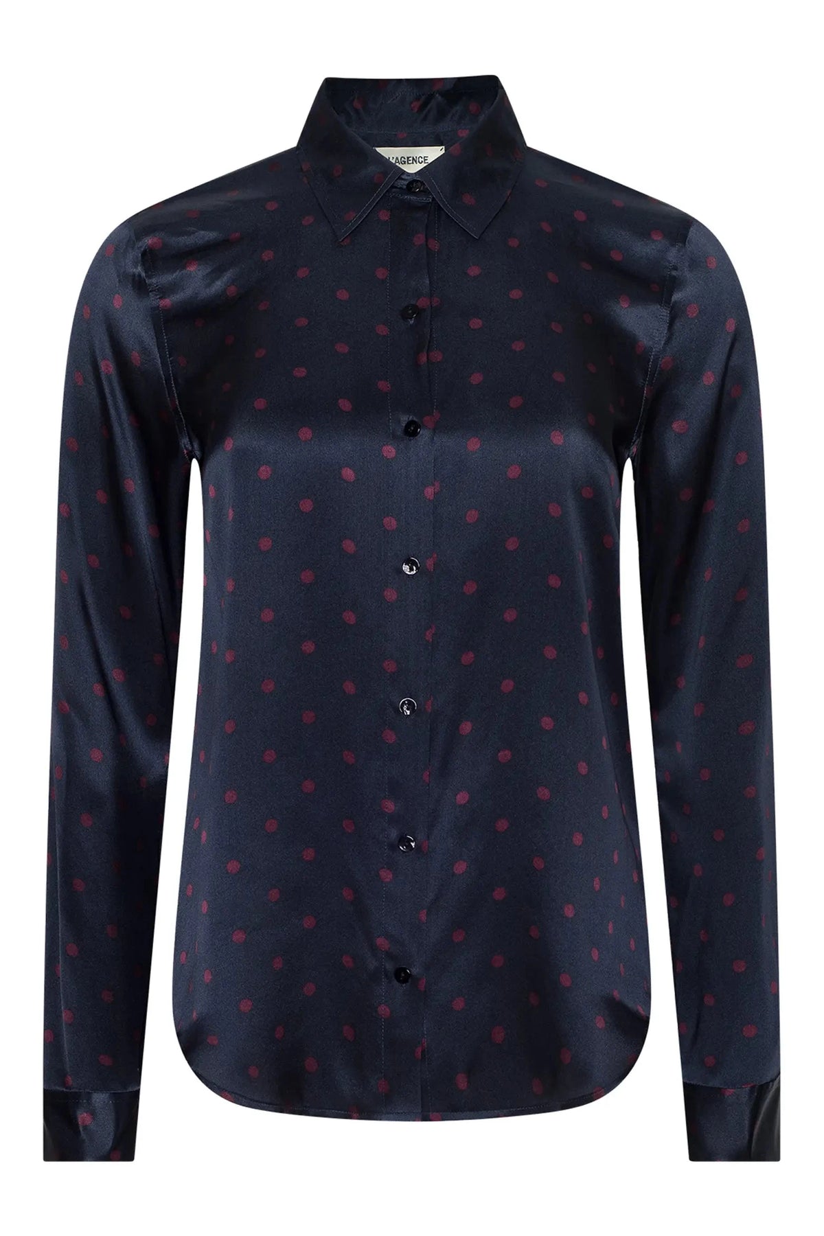 Tyler Long Sleeve Silk Blouse Midnight/Deep Sangria Tops - Blouses L'Agence 
