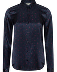 Tyler Long Sleeve Silk Blouse Midnight/Deep Sangria Tops - Blouses L'Agence 