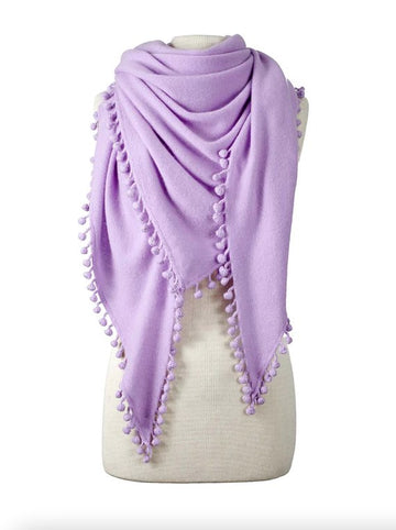 Pom Pom Triangle Wrap Lavender Accessories - Scarves Alpine Cashmere 